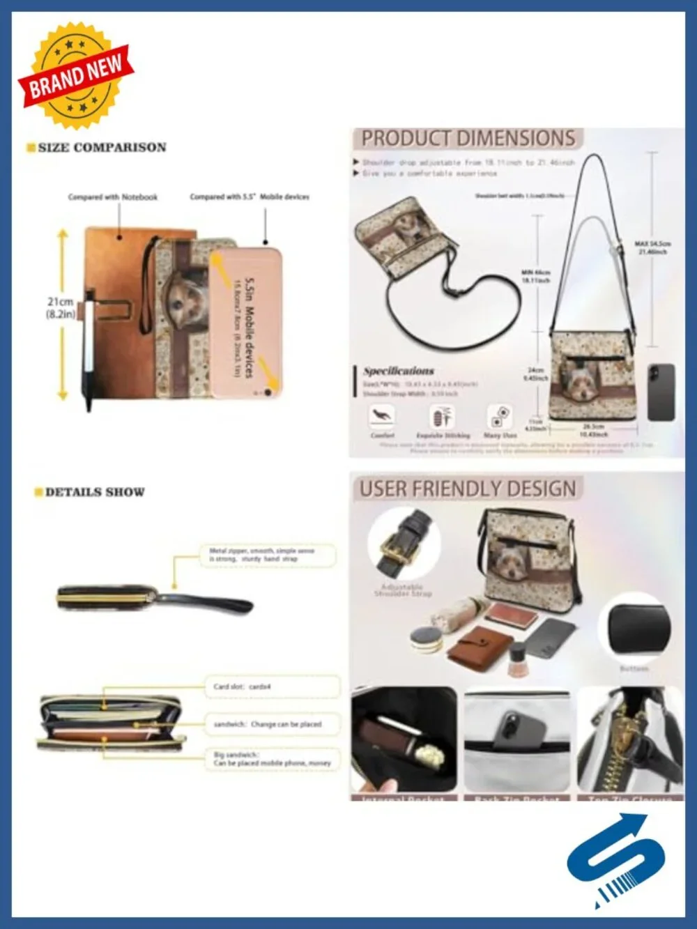 PU Leather Crossbody Bag & Wallet Set - Multifunctional Multi-Pocket Hobo Purse
